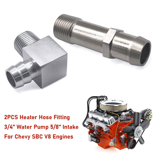 2PCS Heater Hose Fitting 3/4" Water Pump 5/8" Intake For Chevy SBC V8 Engines
