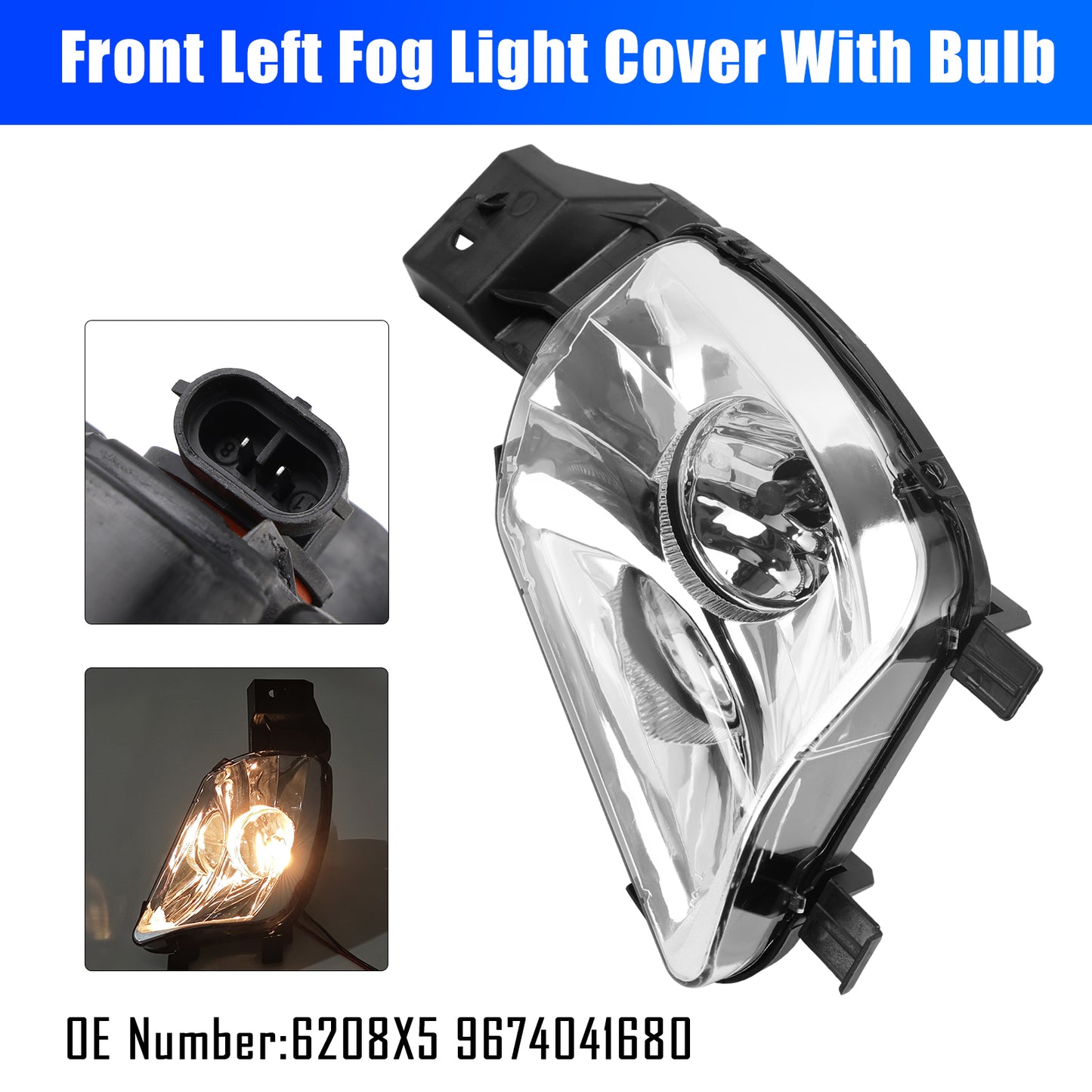 2007-2014 Peugeot 308 CC 4B Hatchback Front Left Fog Light Cover With Bulb