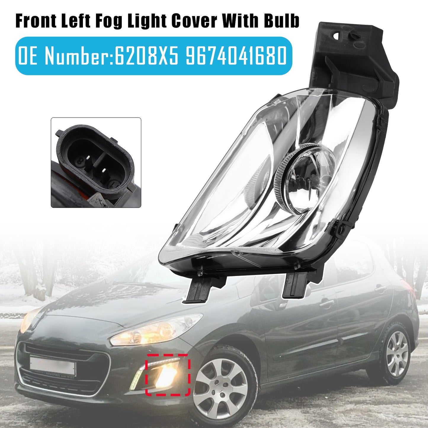 2007-2014 Peugeot 308 CC 4B Hatchback Front Left Fog Light Cover With Bulb