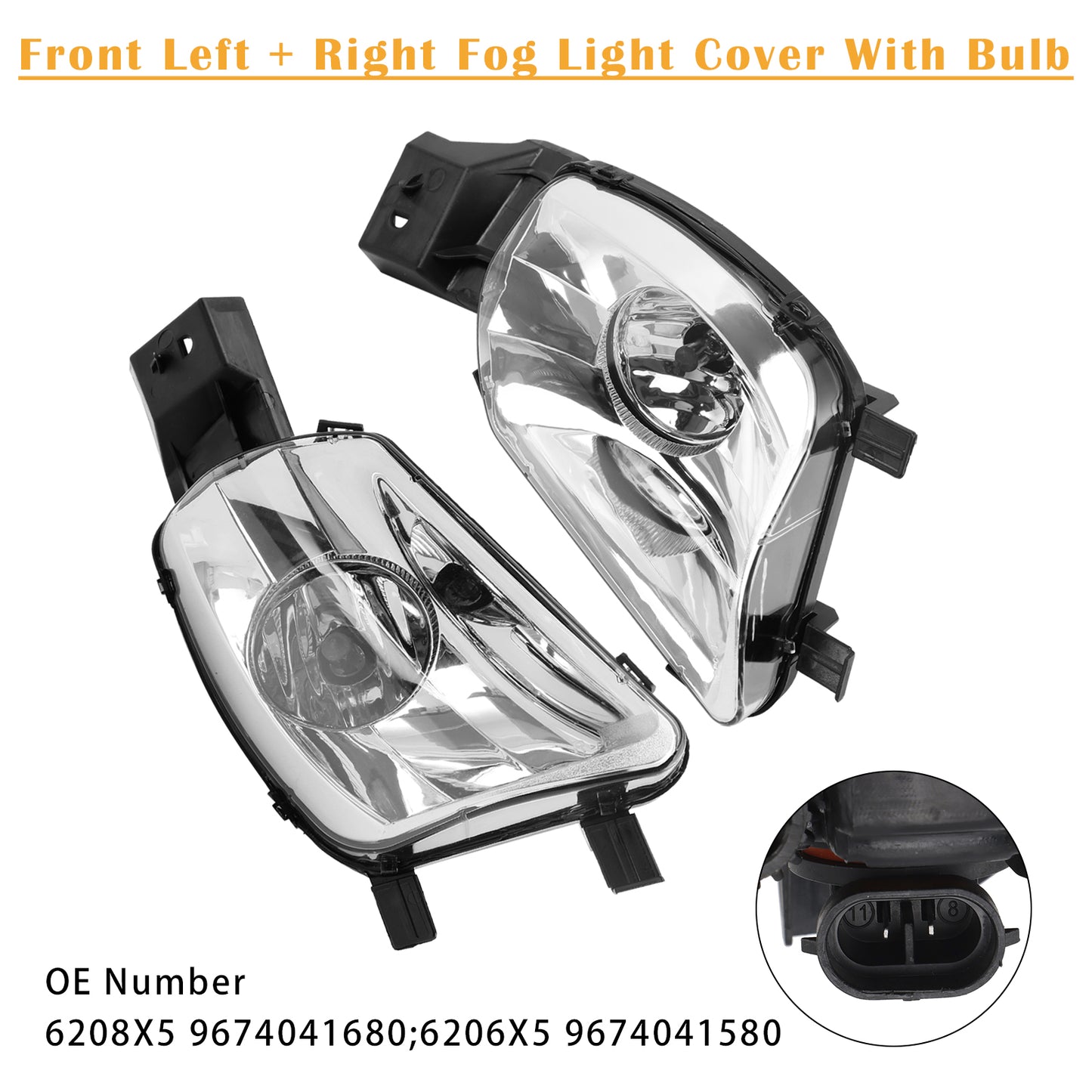 2008-2011 PEUGEOT 308 SW I Estate Van 4E 6208X5 9674041680 Front Left + Right Fog Light