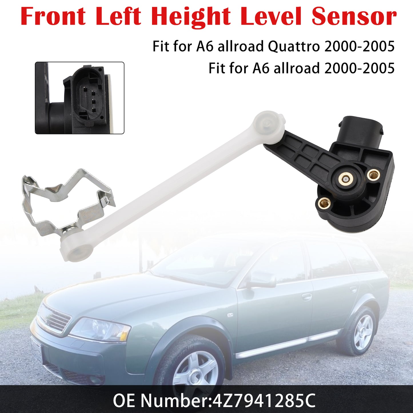 00-05 Audi A6 C5 Allroad Quattro 4Z7941285C Front Left Height Level Sensor