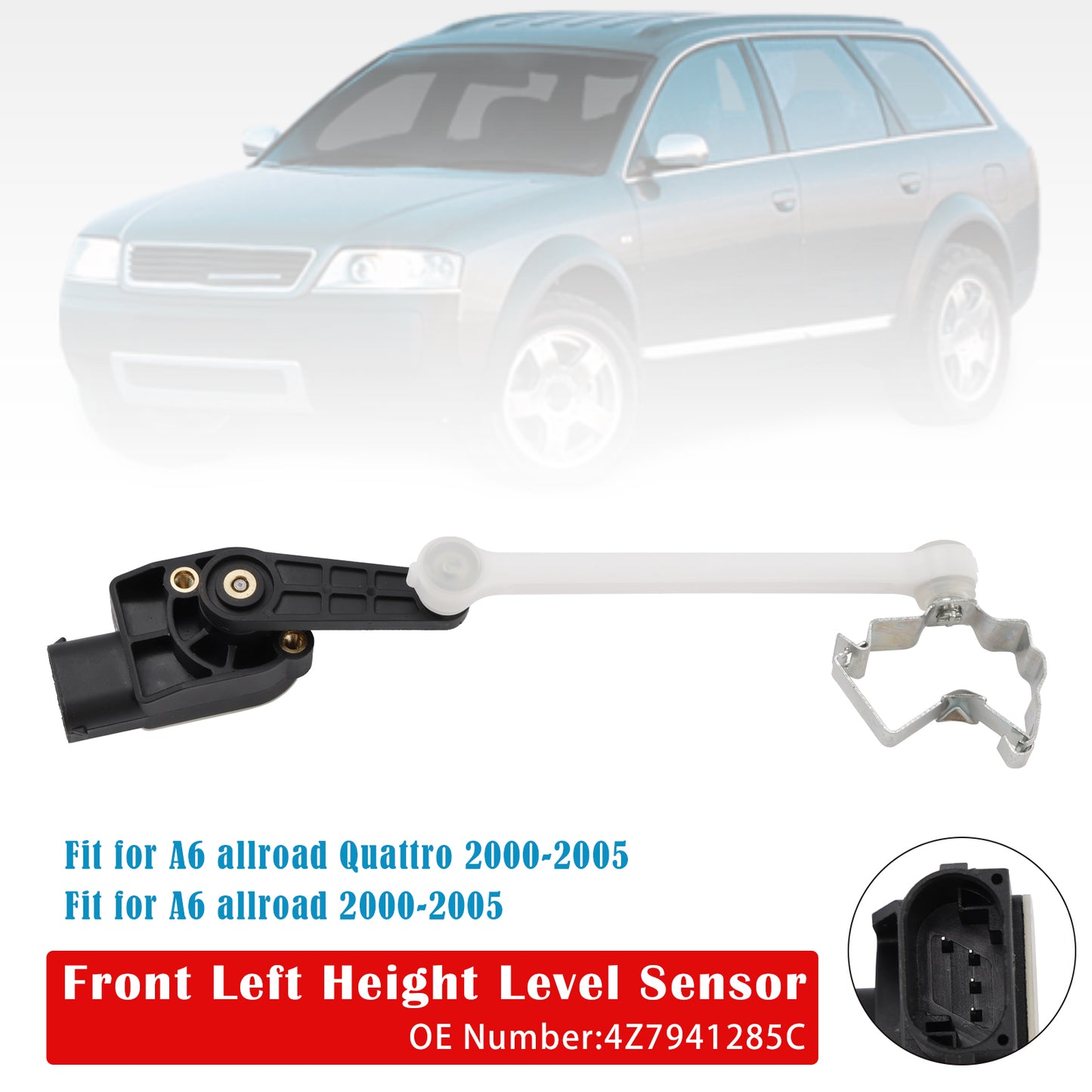 00-05 Audi A6 C5 Allroad Quattro 4Z7941285C Front Left Height Level Sensor