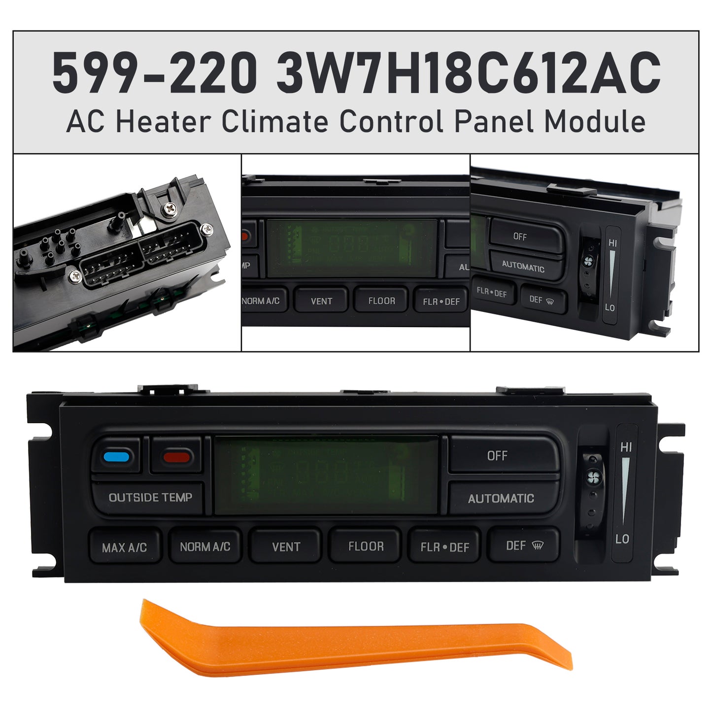 2003-2004 Ford Grand Marquis 599-220 AC Heater Climate Control Panel Module