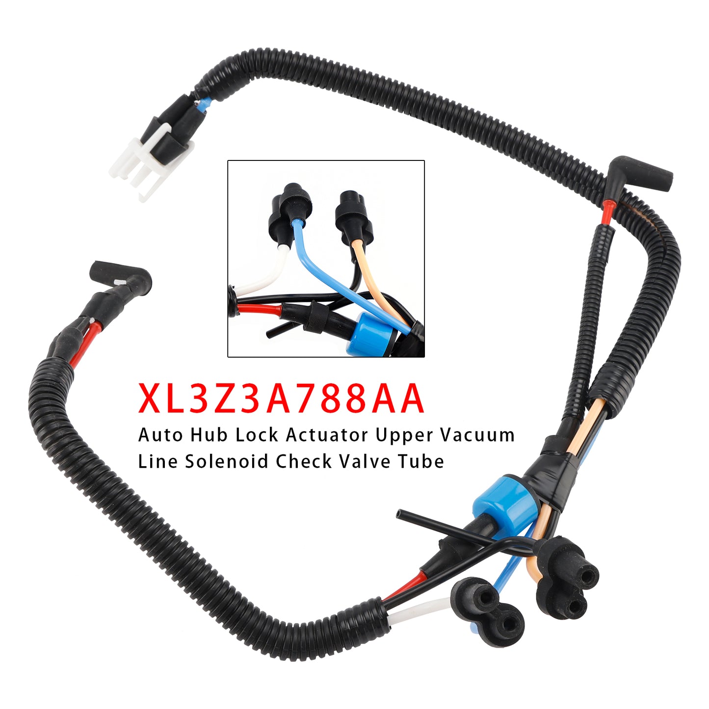 1999-2003 Ford F-150 XL3Z3A788AA Auto Hub Lock Actuator Vacuum Line Solenoid Check Valve Tube