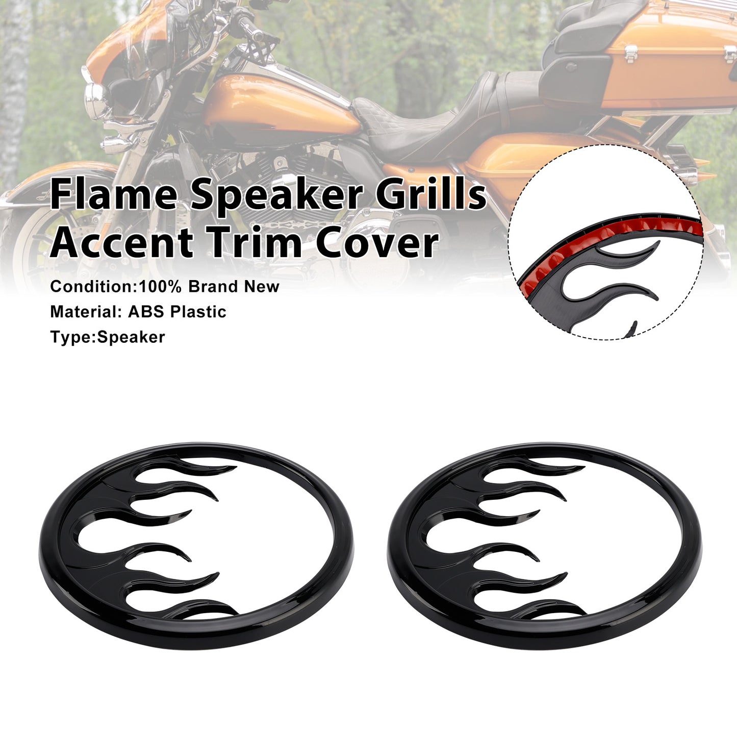 2014–2022 Harley Touring Electra Glide Ultra Classic FLHTCU Flame Speaker Grills Accent Trim Cover