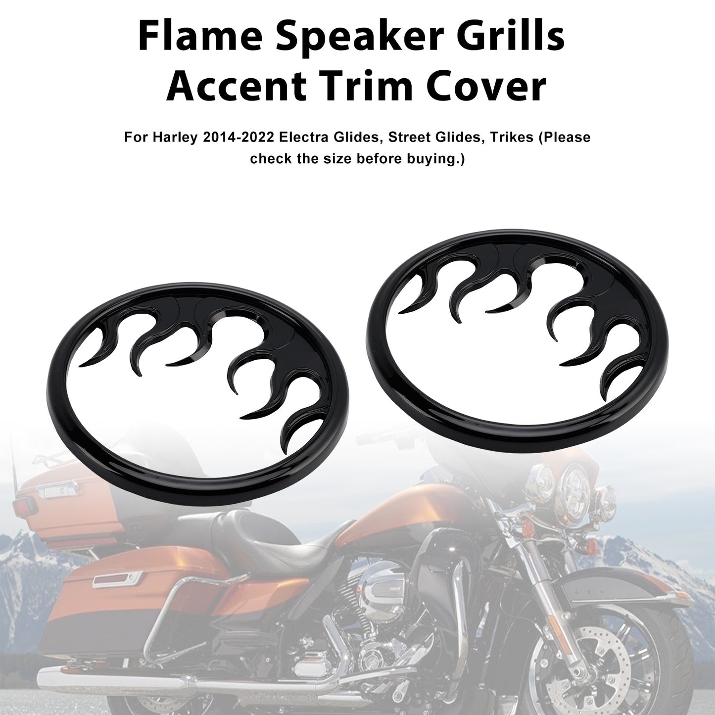 2014–2022 Harley Touring Electra Glide Ultra Classic FLHTCU Flame Speaker Grills Accent Trim Cover