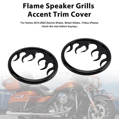 2014–2022 Harley Touring Electra Glide Ultra Classic FLHTCU Flame Speaker Grills Accent Trim Cover