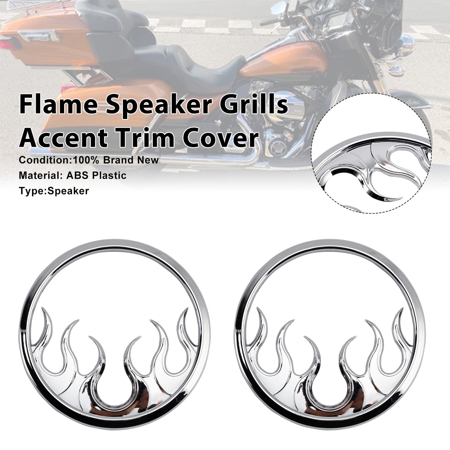 2016 Harley Touring Street Glide CVO FLHXSE Flame Speaker Grills Accent Trim Cover