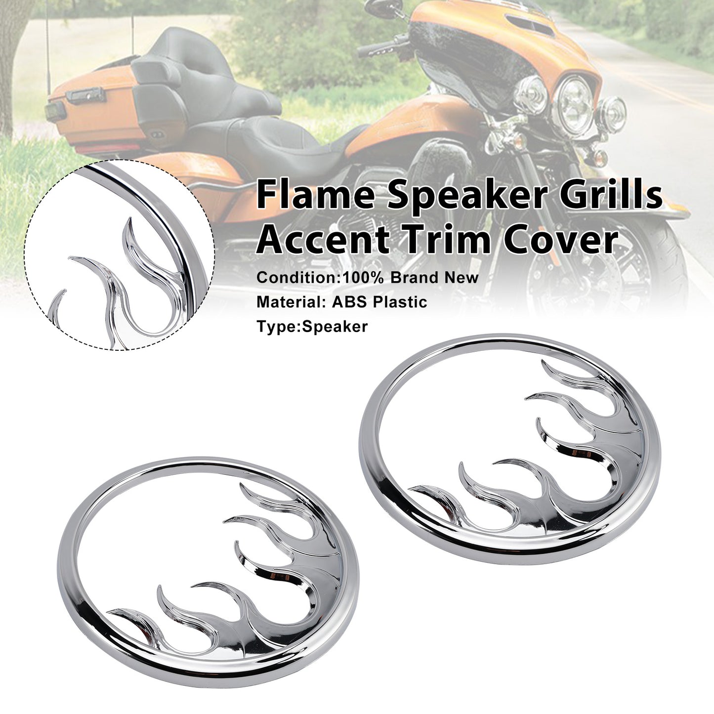 2016 Harley Touring Street Glide CVO FLHXSE Flame Speaker Grills Accent Trim Cover