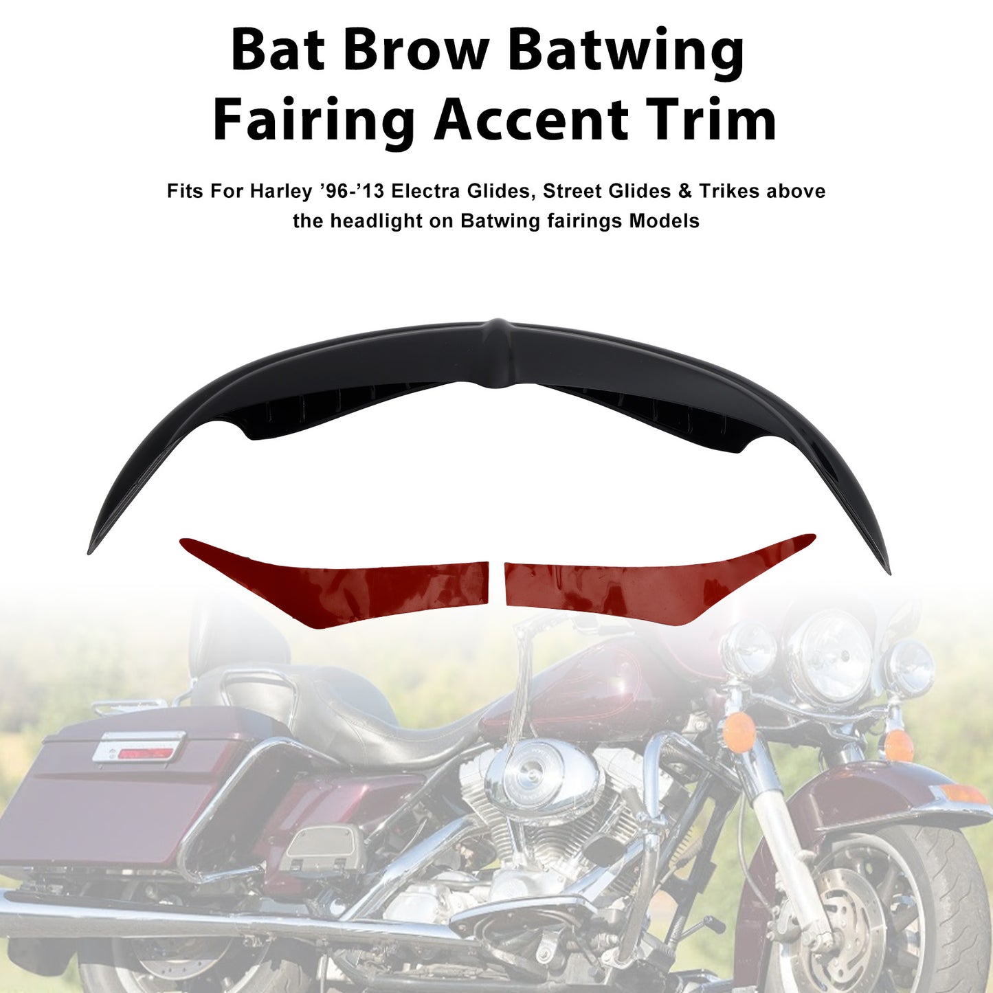 1996–1998 Harley Touring Electra Glide Ultra Classic FLHTCU Bat Brow Batwing Fairing Accent Trim