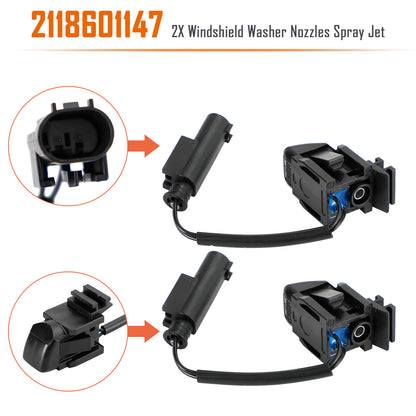 06-10 BMW X5 E70 61667161469 2X Windshield Washer Nozzles Spray Jet