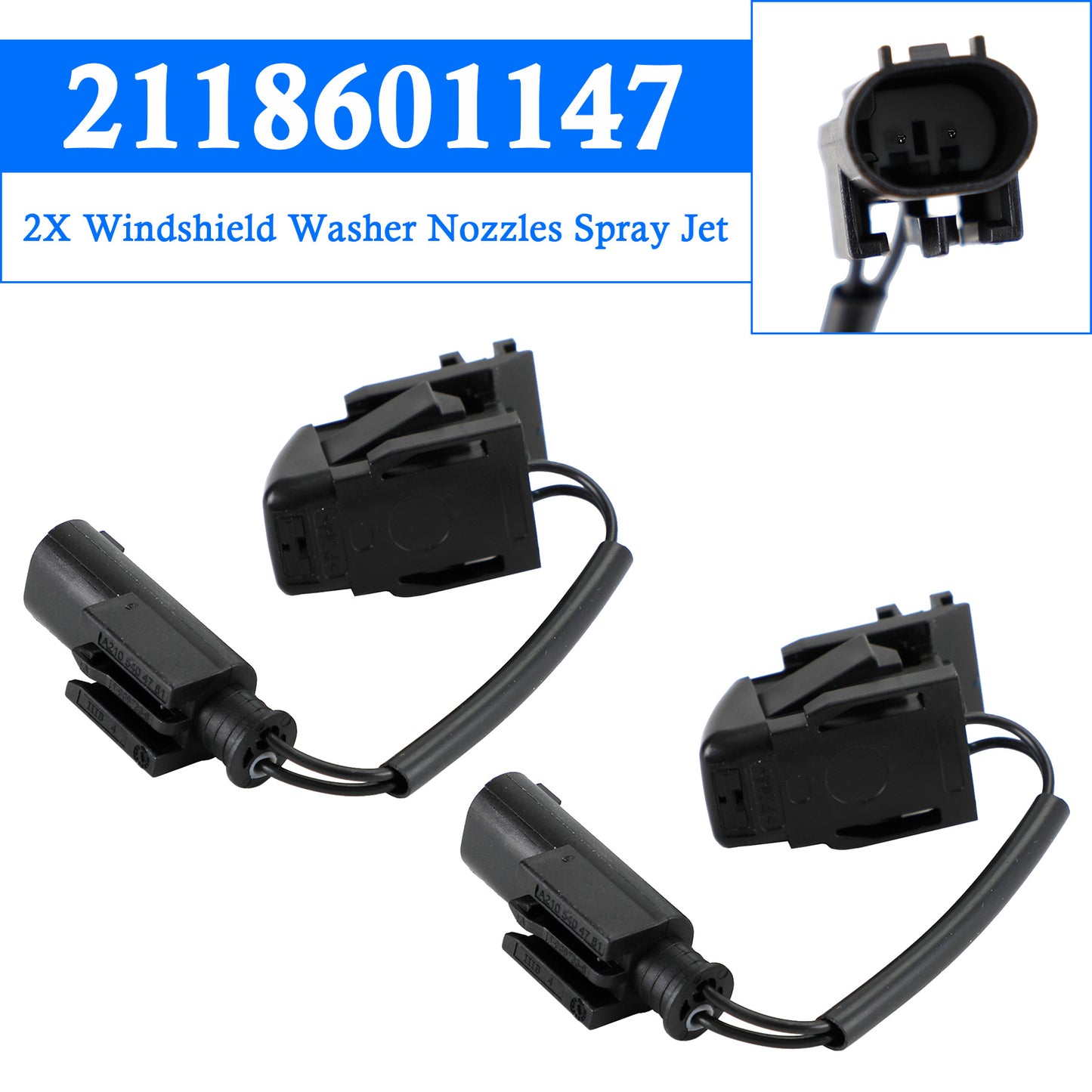 06-10 BMW X5 E70 61667161469 2X Windshield Washer Nozzles Spray Jet