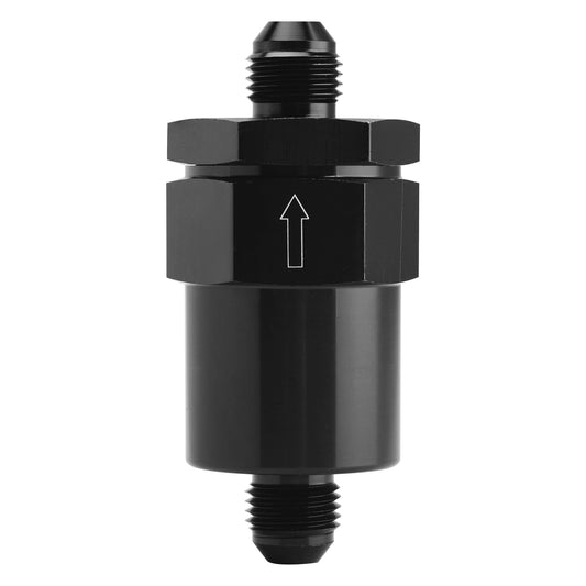 carburettor and fuel injected applications AN6 Black Inline Fuel Systems Filter Adapter With 30 Micron Filter Element