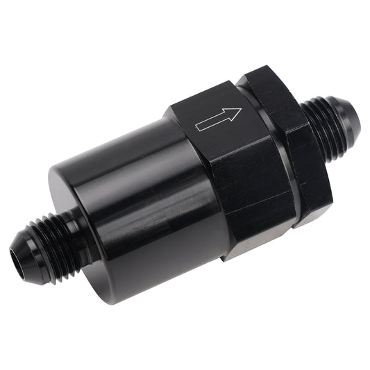 carburettor and fuel injected applications AN6 Black Inline Fuel Systems Filter Adapter With 30 Micron Filter Element