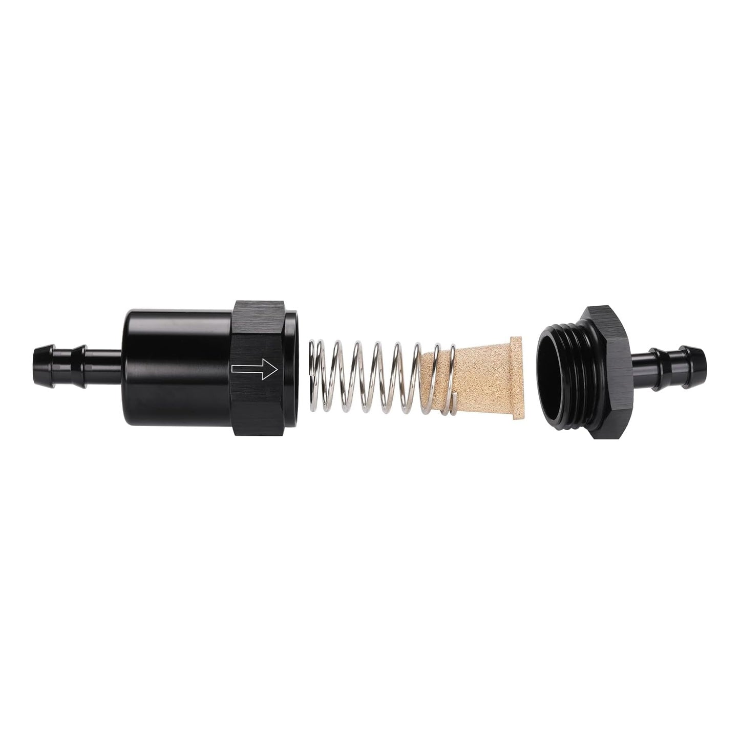 Black Inline EFI Fuel Systems Filter Adapter 3/8" Barb With 30 Micron Filter Element