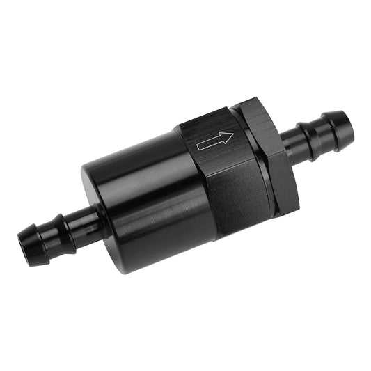 Black Inline EFI Fuel Systems Filter Adapter 3/8 Barb With 30 Micron Filter Element