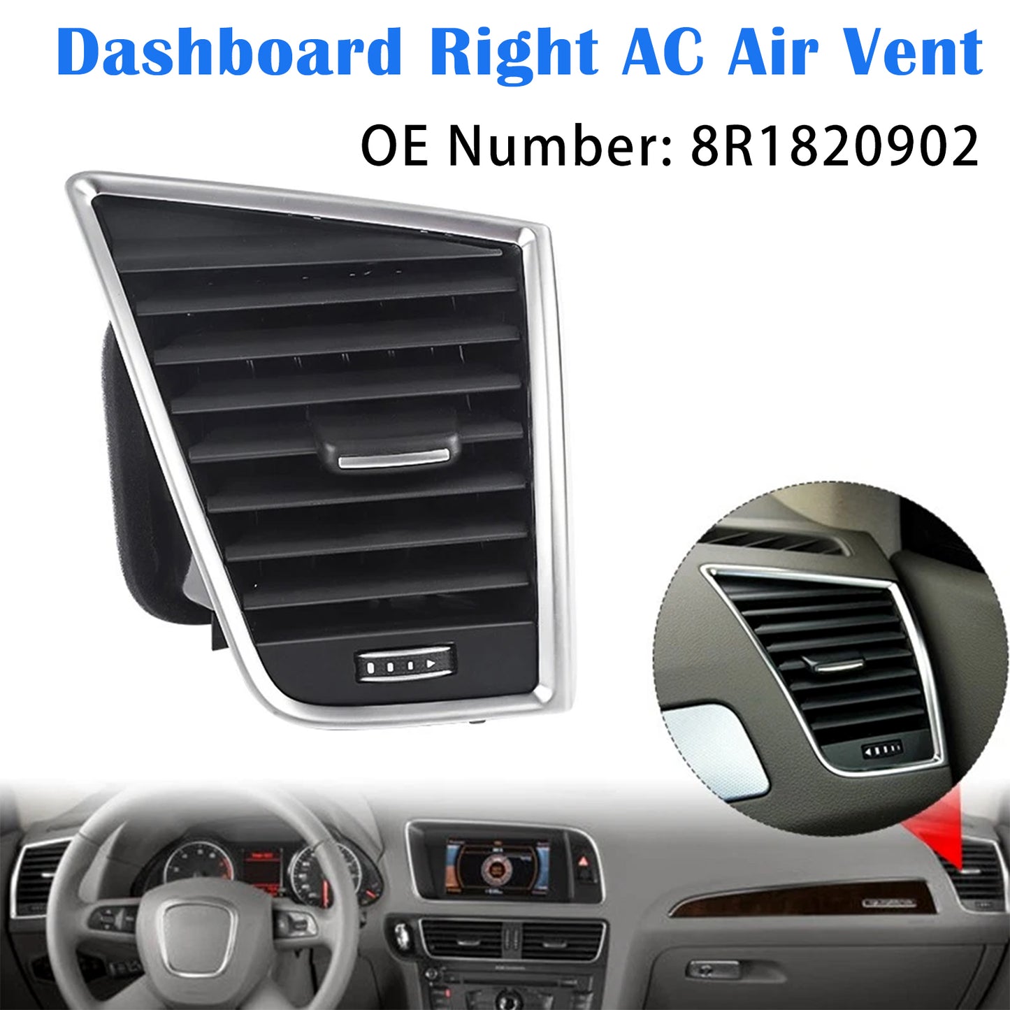 2009-2017 Audi SQ5 3.0L 8R1820902 Front Right Dash A/C Air Vent Assembly