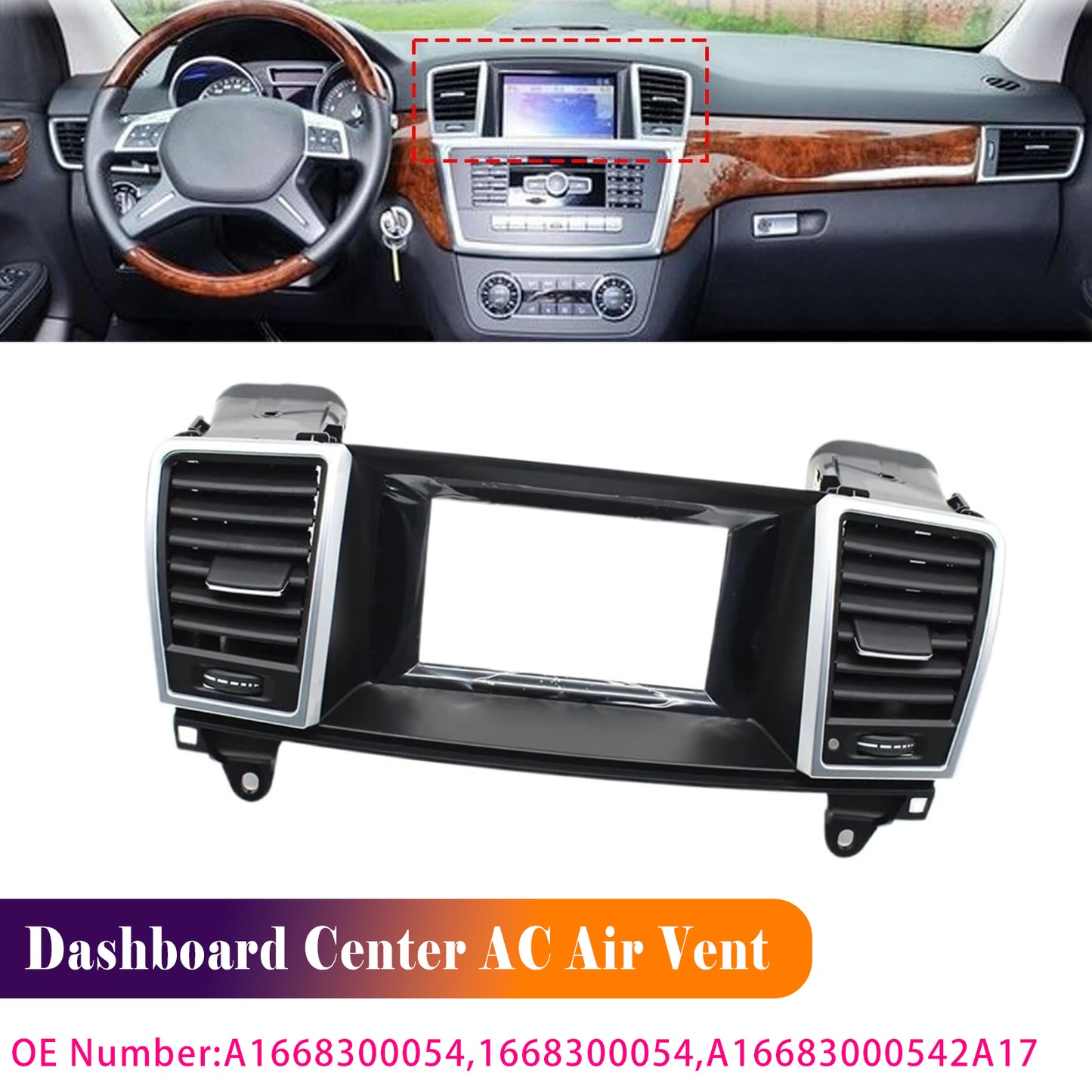 2013-2015 Mercedes GL ML X166 W166 Dashboard Center Air Vent Small Screen