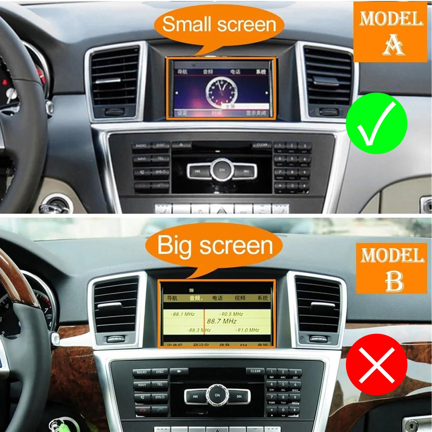 2013-2015 Mercedes GL ML X166 W166 Dashboard Center Air Vent Small Screen