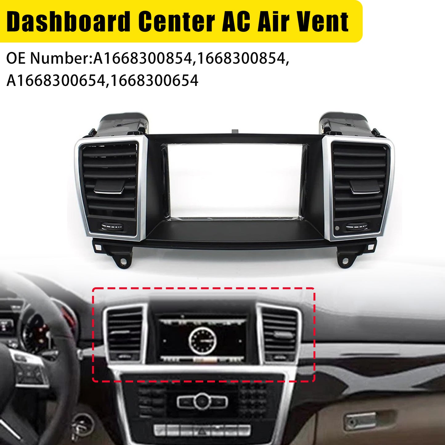 2013-2015 Mercedes Benz ML Class W166 A1668300854 Dashboard Center Air Vent Big Screen