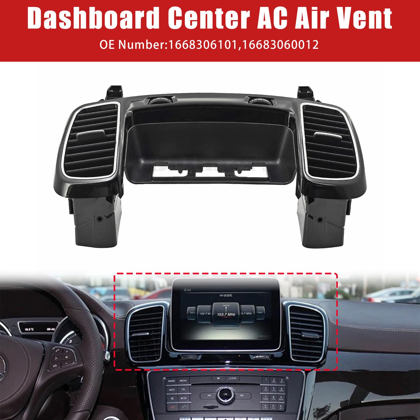 2016-2019 Mercedes W166 W292 Dashboard Center Air Vent Grille Panel