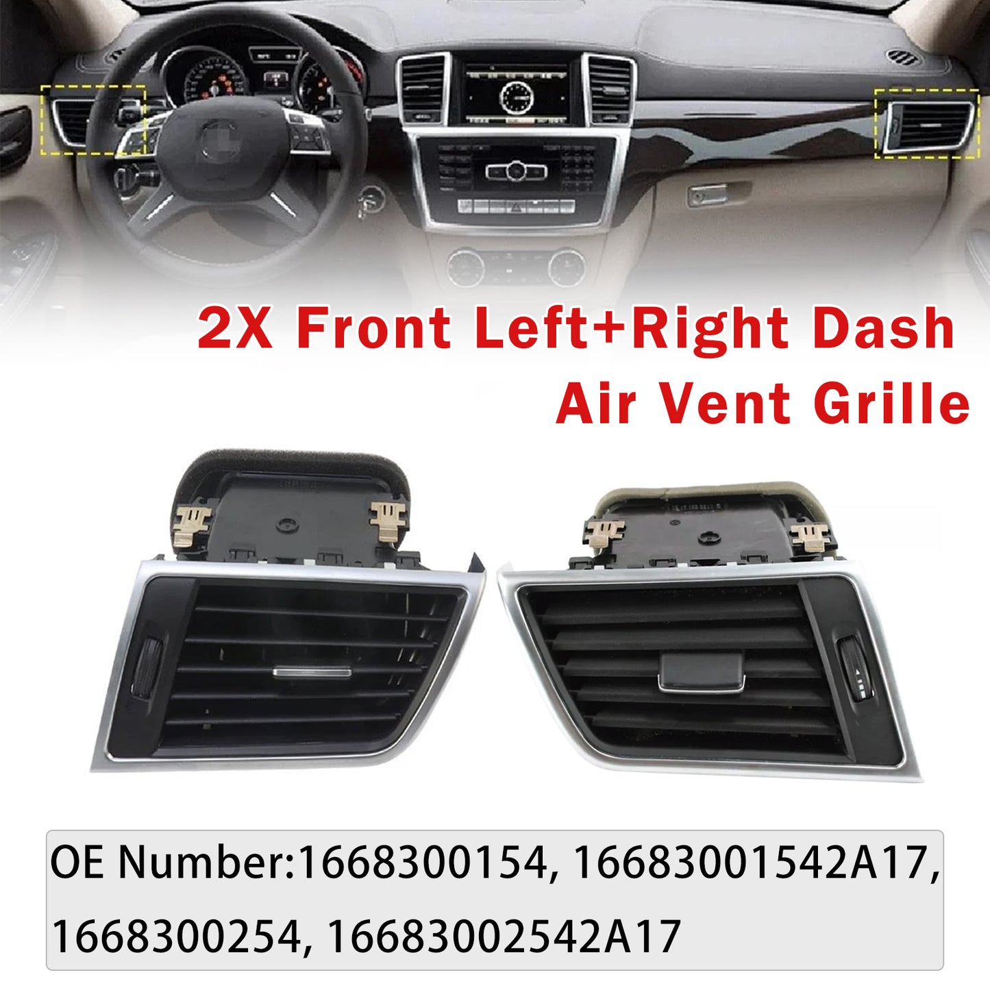 2012-2015 Benz W166 X166 GL450 2X Front Left+Right Dash Air Vent Grille