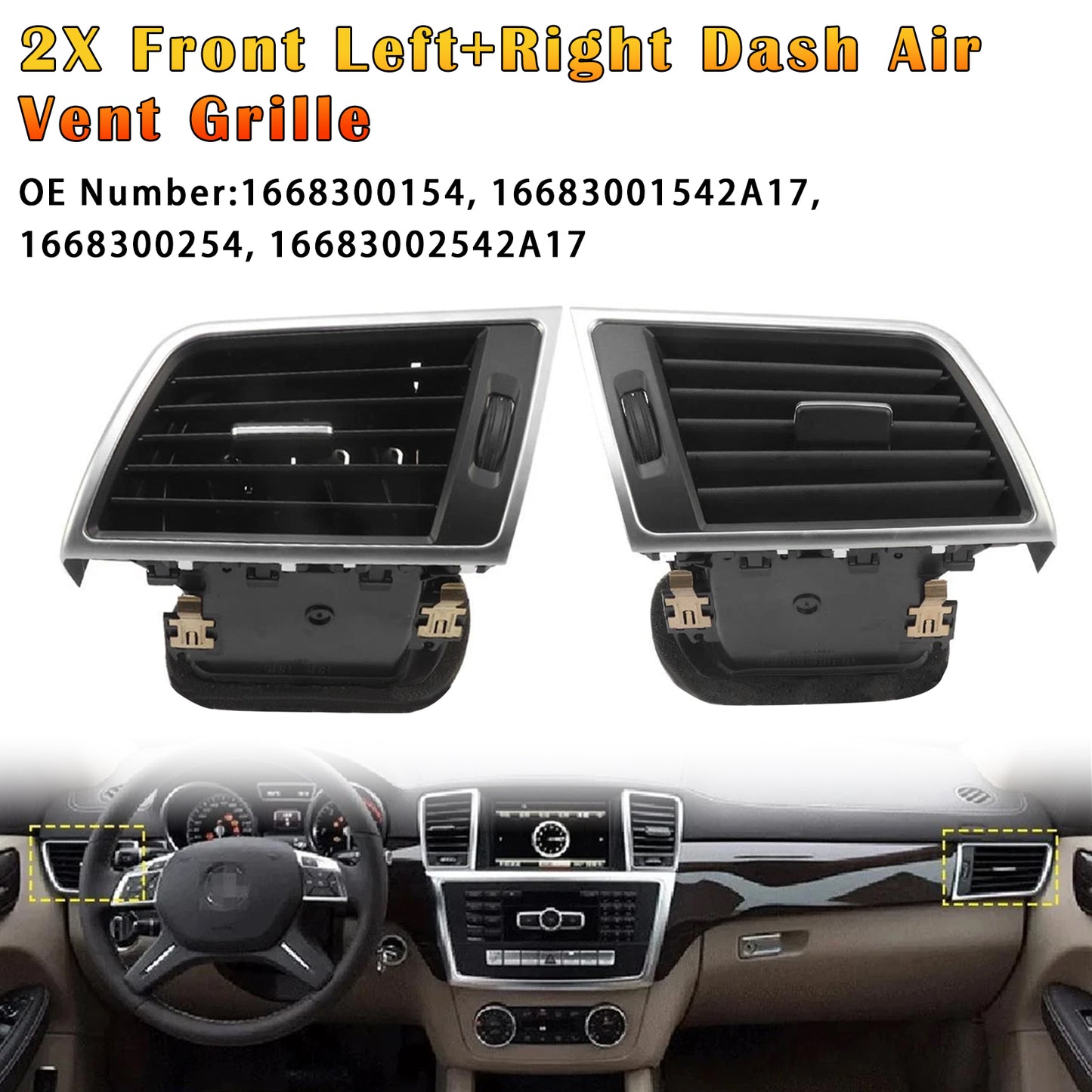 2012-2015 Benz W166 X166 GL450 2X Front Left+Right Dash Air Vent Grille