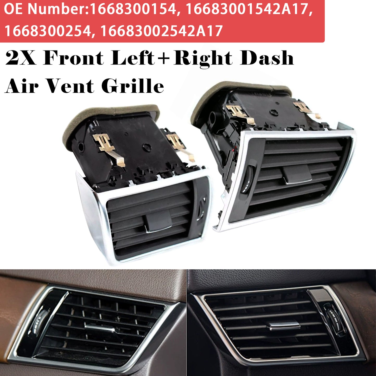 2012-2015 Benz W166 X166 GL450 2X Front Left+Right Dash Air Vent Grille