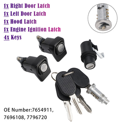 1998-2003 Fiat Panda 141 7654911 Right and Left Door Lock Kit + Bonnet + Cylinder + 4 Keys