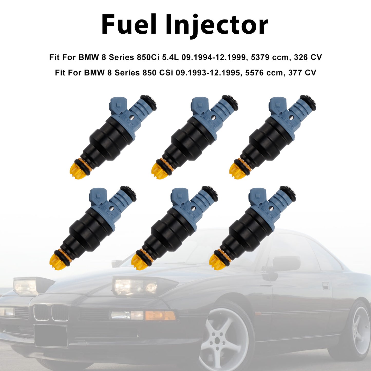 1990 BMW 8 Series 850i,Ci 0280150715 6Pcs Fuel Injector