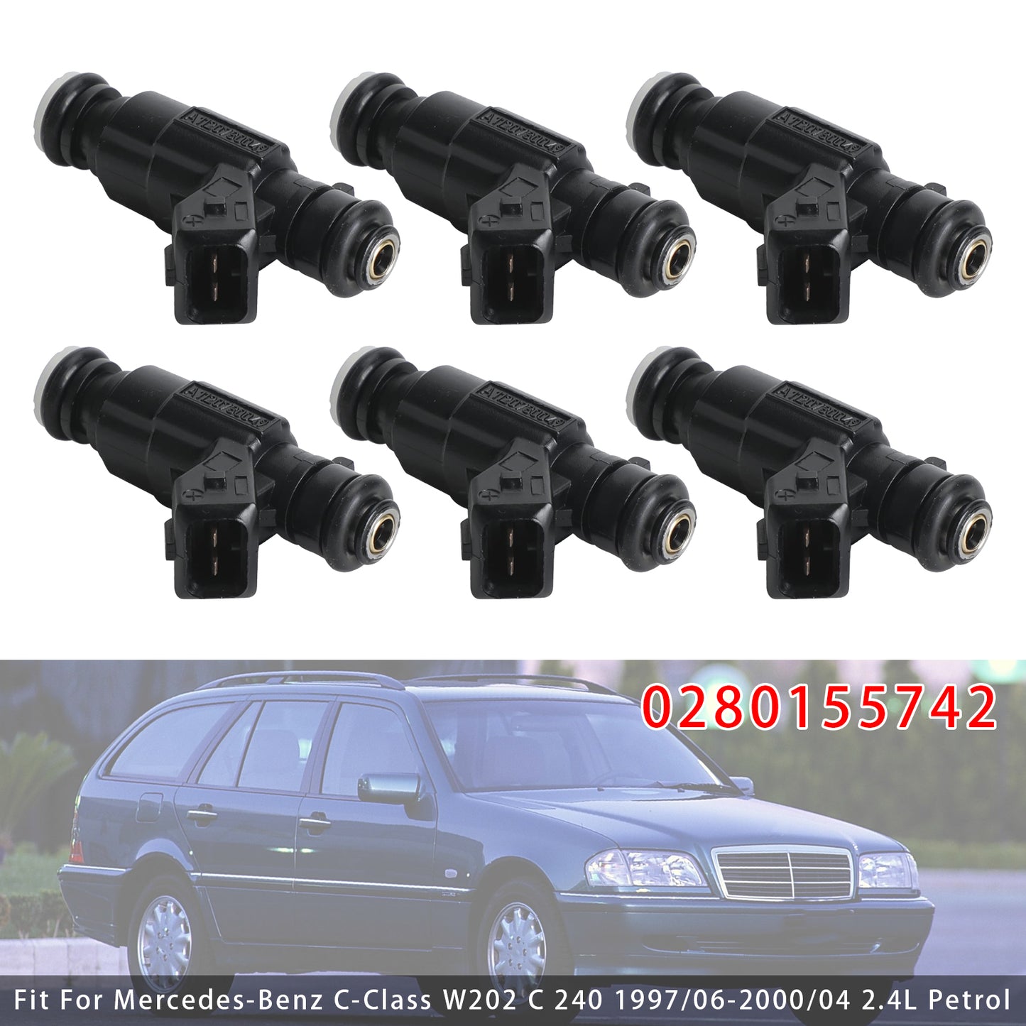 1997 Mercedes-Benz C-Class W202 C 240 0280155742 6Pcs Fuel Injector