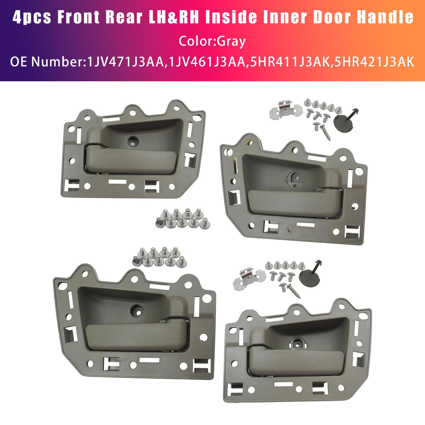 4pcs Front Rear LH&RH Inside Inner Door Handle Gray 2005-2011 Jeep Grand Cherokee