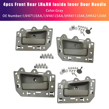 4pcs Front Rear LH&RH Inside Inner Door Handle Gray 2005-2011 Jeep Grand Cherokee
