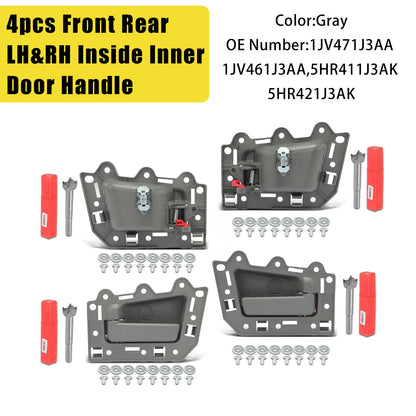 4pcs Front Rear LH&RH Inside Inner Door Handle Gray 2005-2011 Jeep Grand Cherokee