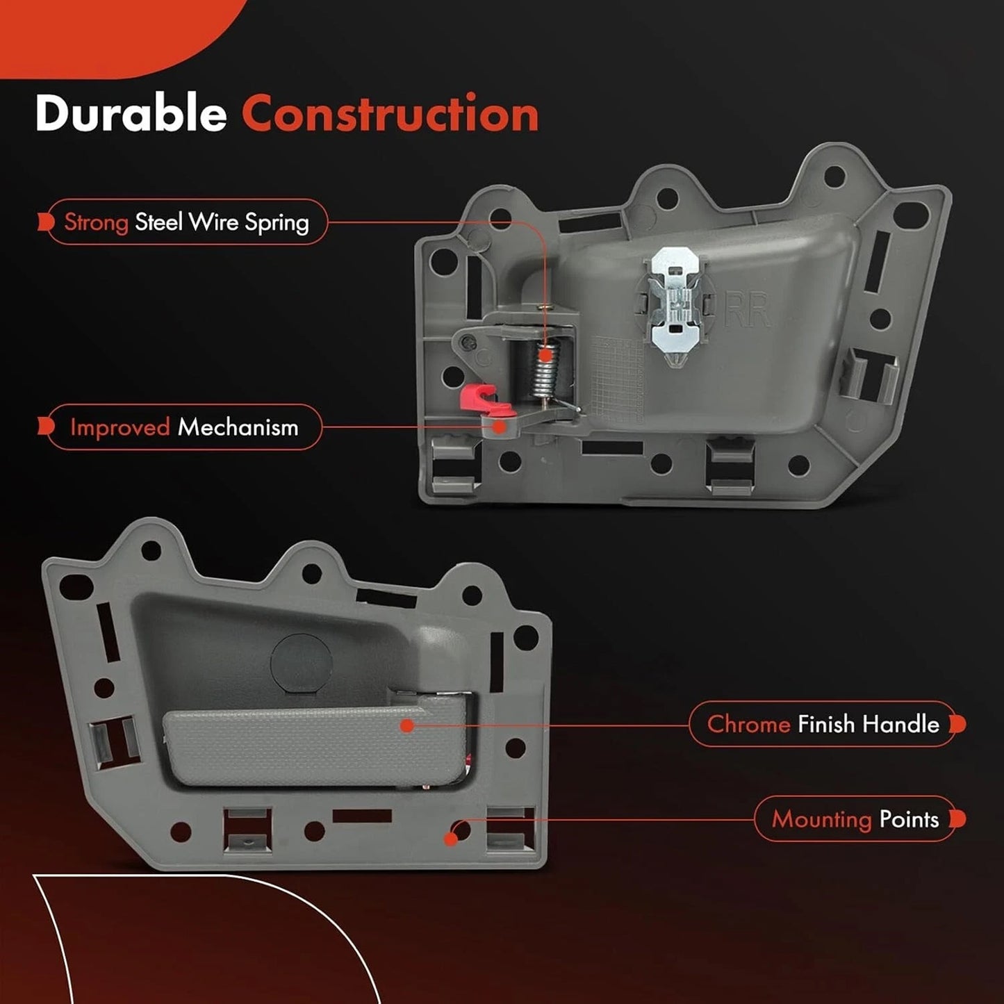 4pcs Front Rear LH&RH Inside Inner Door Handle Gray 2005-2011 Jeep Grand Cherokee