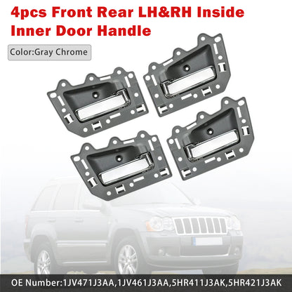 2005-2011 Jeep Grand Cherokee 4pcs Front Rear Inside Inner Door Handle Chrome