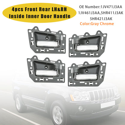 2005-2011 Jeep Grand Cherokee 4pcs Front Rear Inside Inner Door Handle Chrome