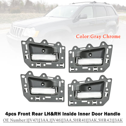 2005-2011 Jeep Grand Cherokee 4pcs Front Rear Inside Inner Door Handle Chrome