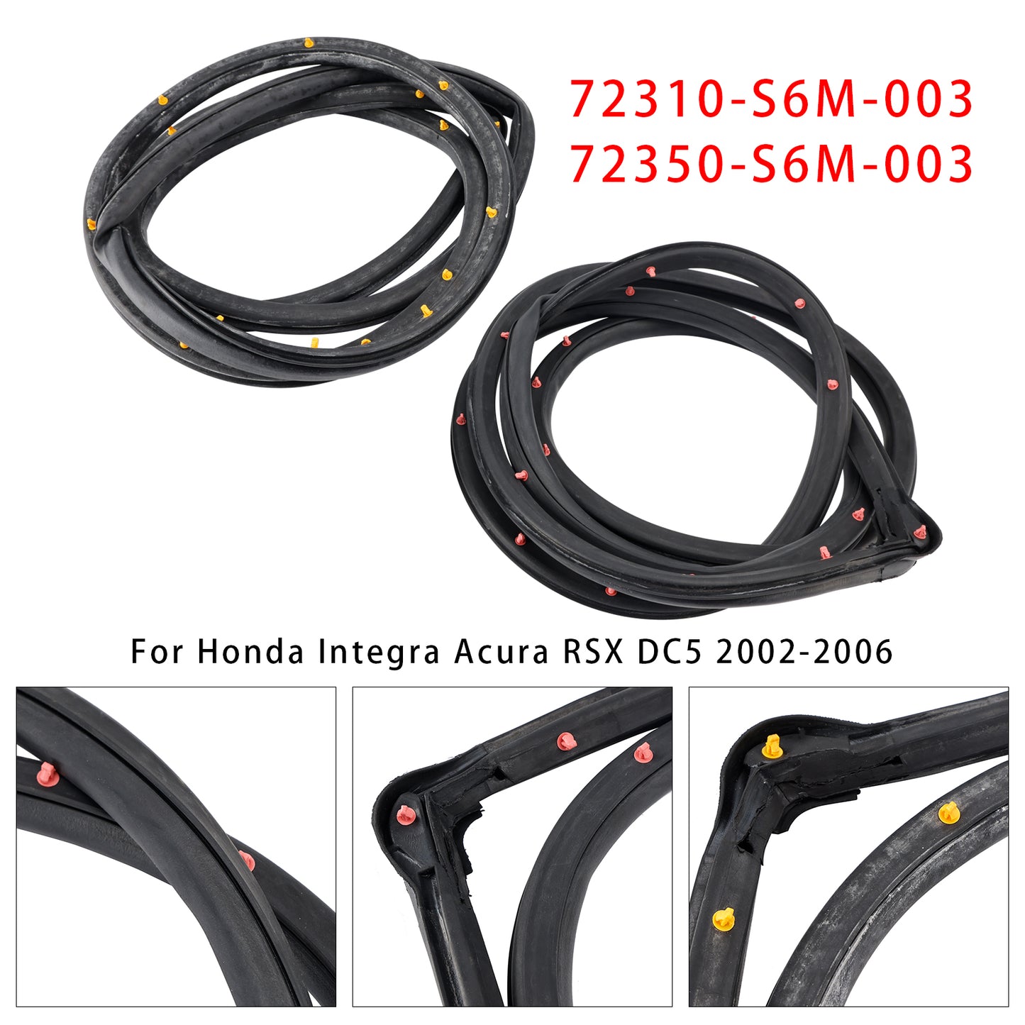 2002-2006 Honda Integra Acura RSX DC5 72310-S6M-003 2PCS Front Door Weatherstrip RH & LH