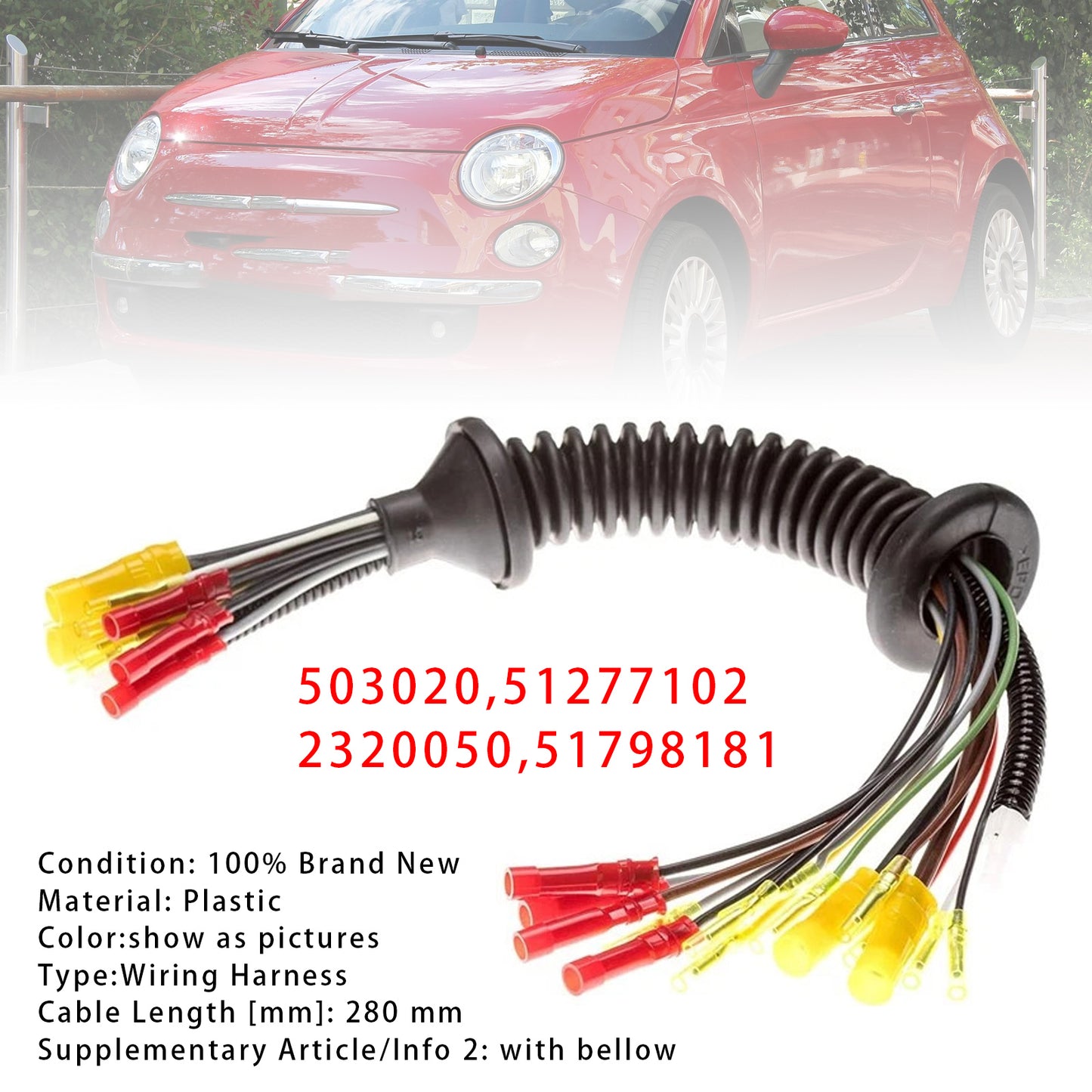 2007.03-2015.08 Fiat 500(312) Hatchback 51277102 Rear Door Cable Wiring Harness Tailgate Loom
