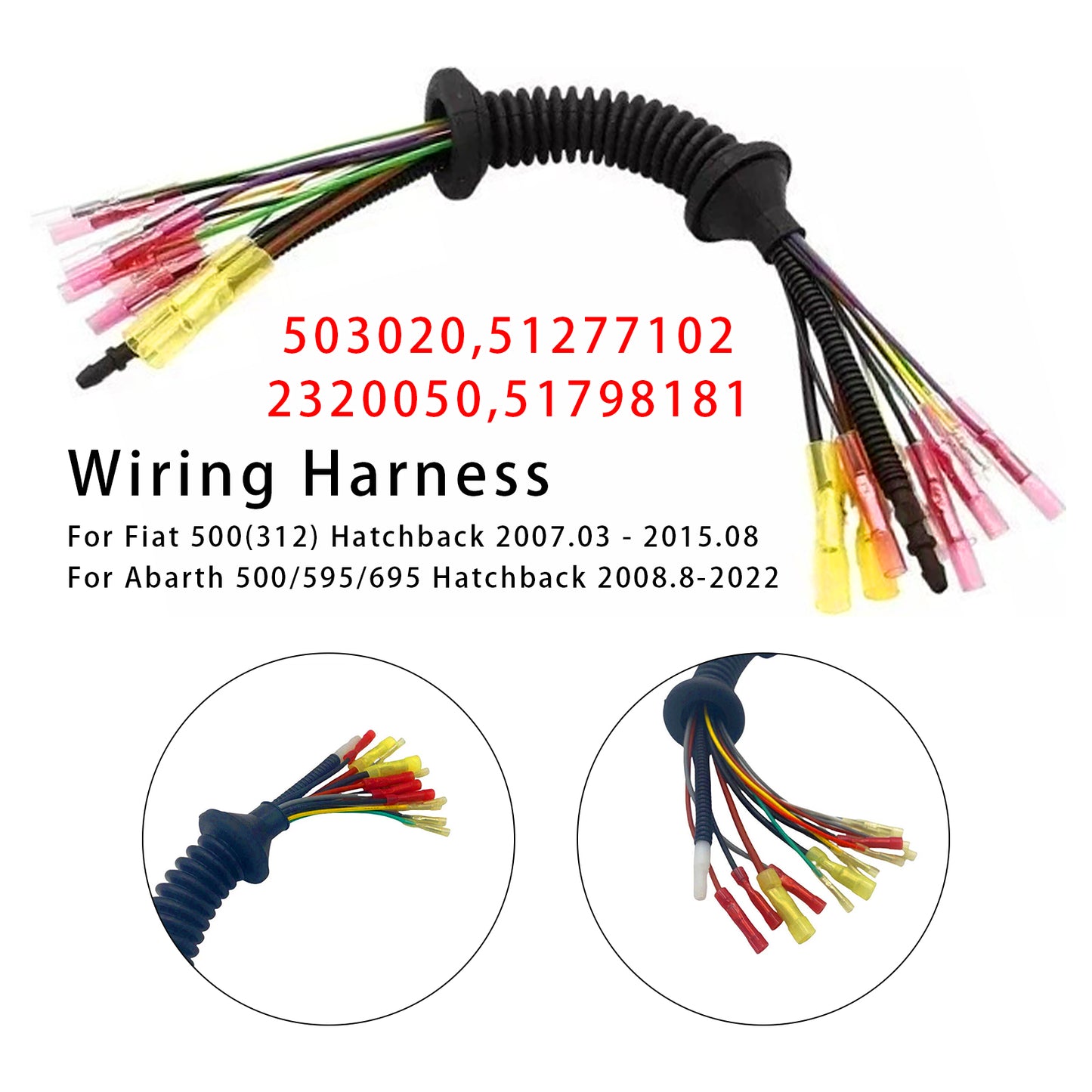 2007.03-2015.08 Fiat 500(312) Hatchback 51277102 Rear Door Cable Wiring Harness Tailgate Loom