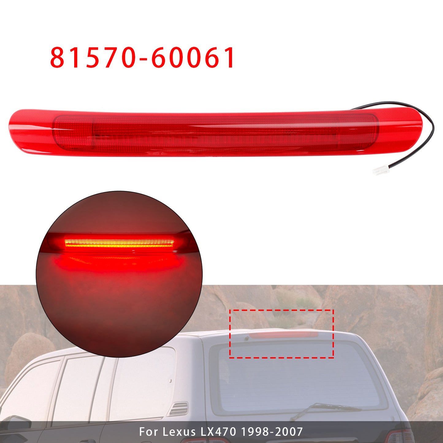 1998-2007 Lexus LX470 81570-60061 LED 3RD Tail Light Brake Lamp Mount