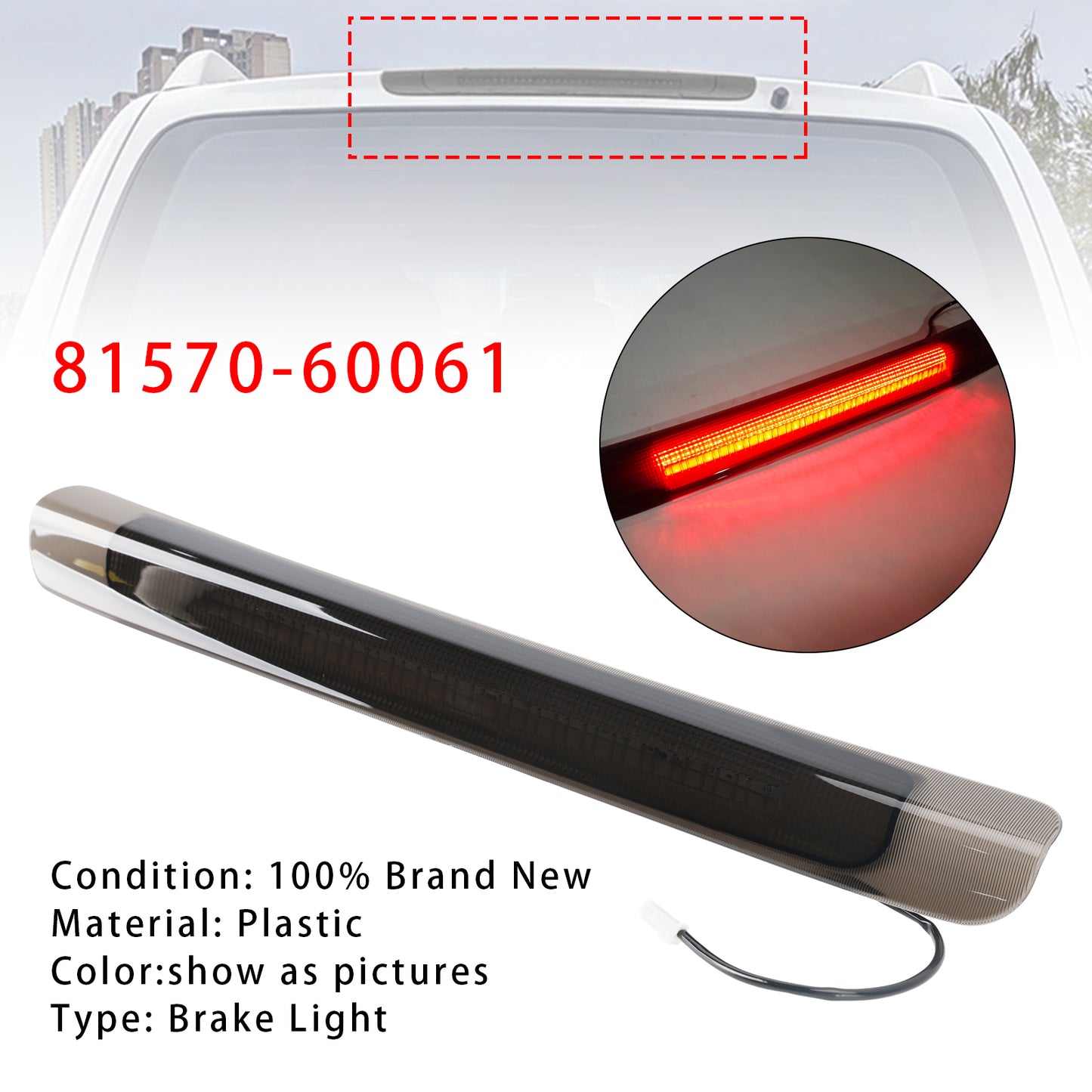 1998-2007 Toyota Land Cruiser LX470 Black 81570-60061 LED 3RD Tail Light Brake Lamp Mount