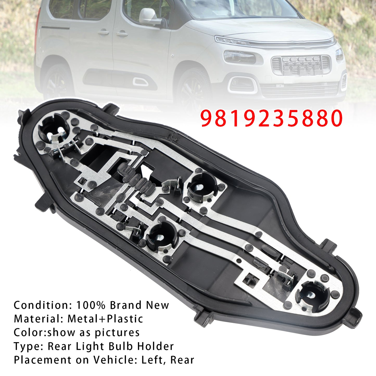 Left Rear Light Bulb Holder 9819235880 For Peugeot Partner Berlingo Combo 2019-2024