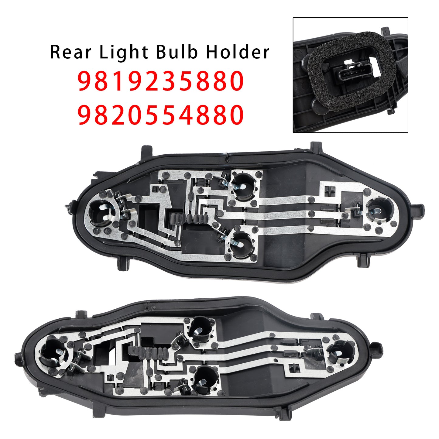 Left+Right Rear Light Bulb Holder 9819235880 9820554880 For Peugeot Partner Berlingo Combo 2019-2024