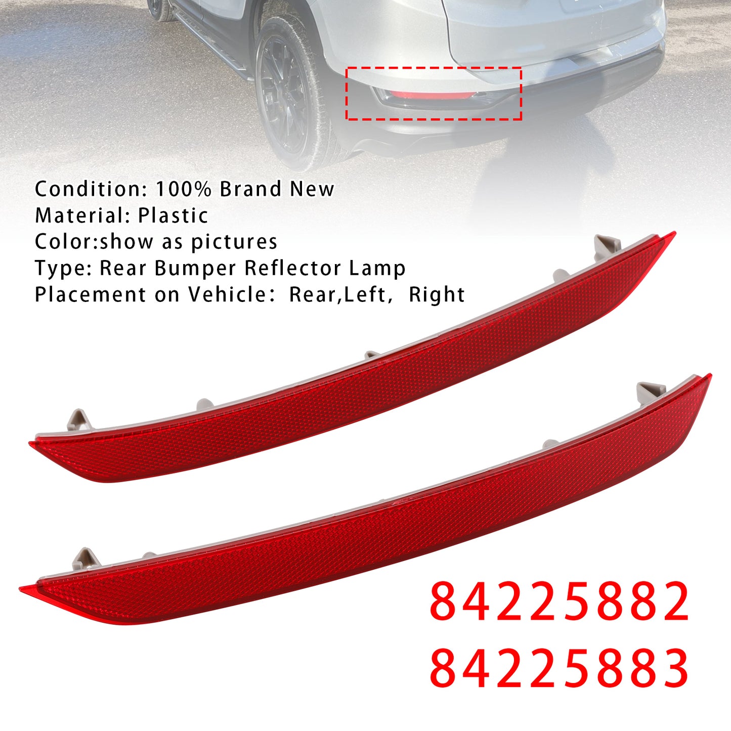 Red Rear Left+Right Bumper Reflector Lamp For GMC Terrain 2018-2024