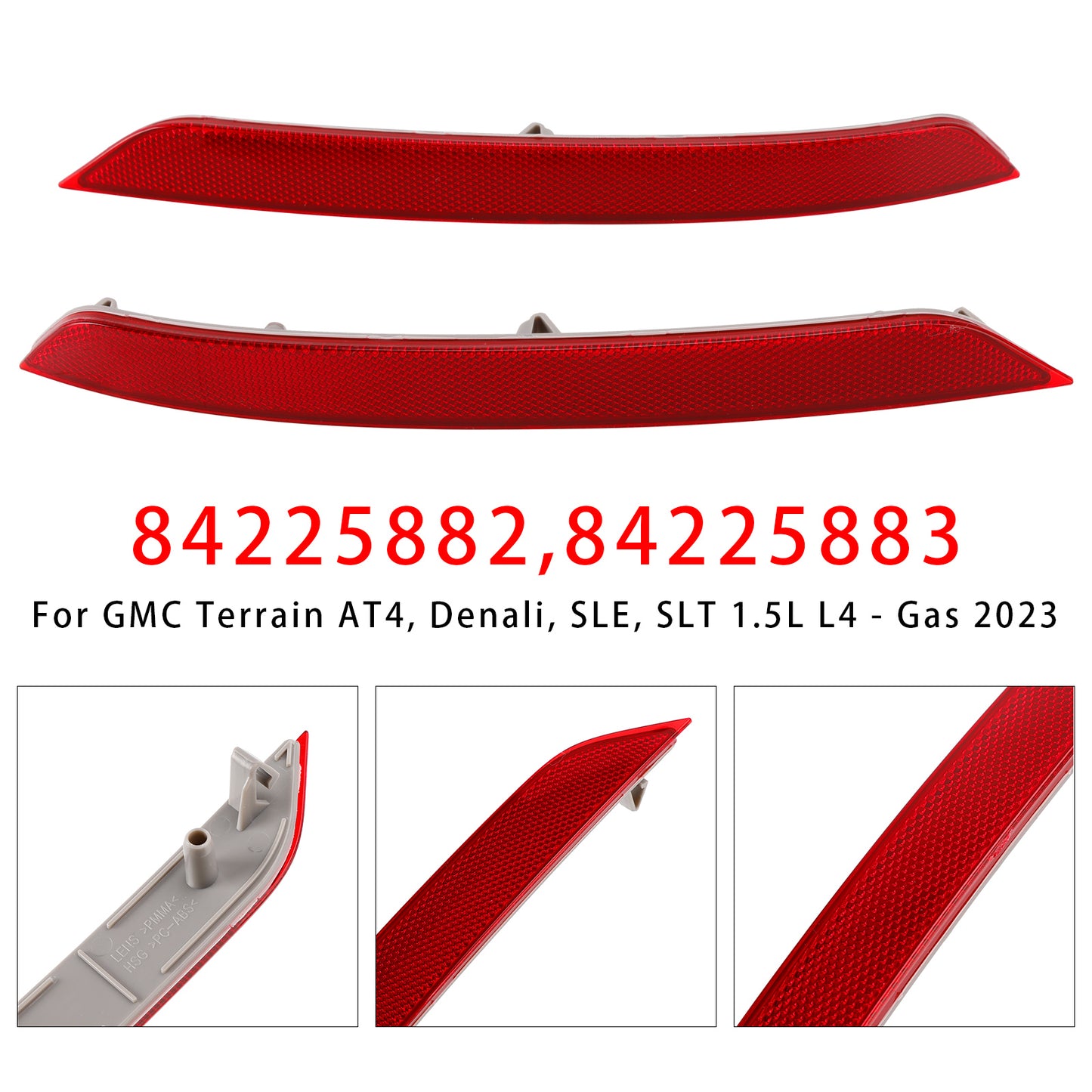 Red Rear Left+Right Bumper Reflector Lamp For GMC Terrain 2018-2024