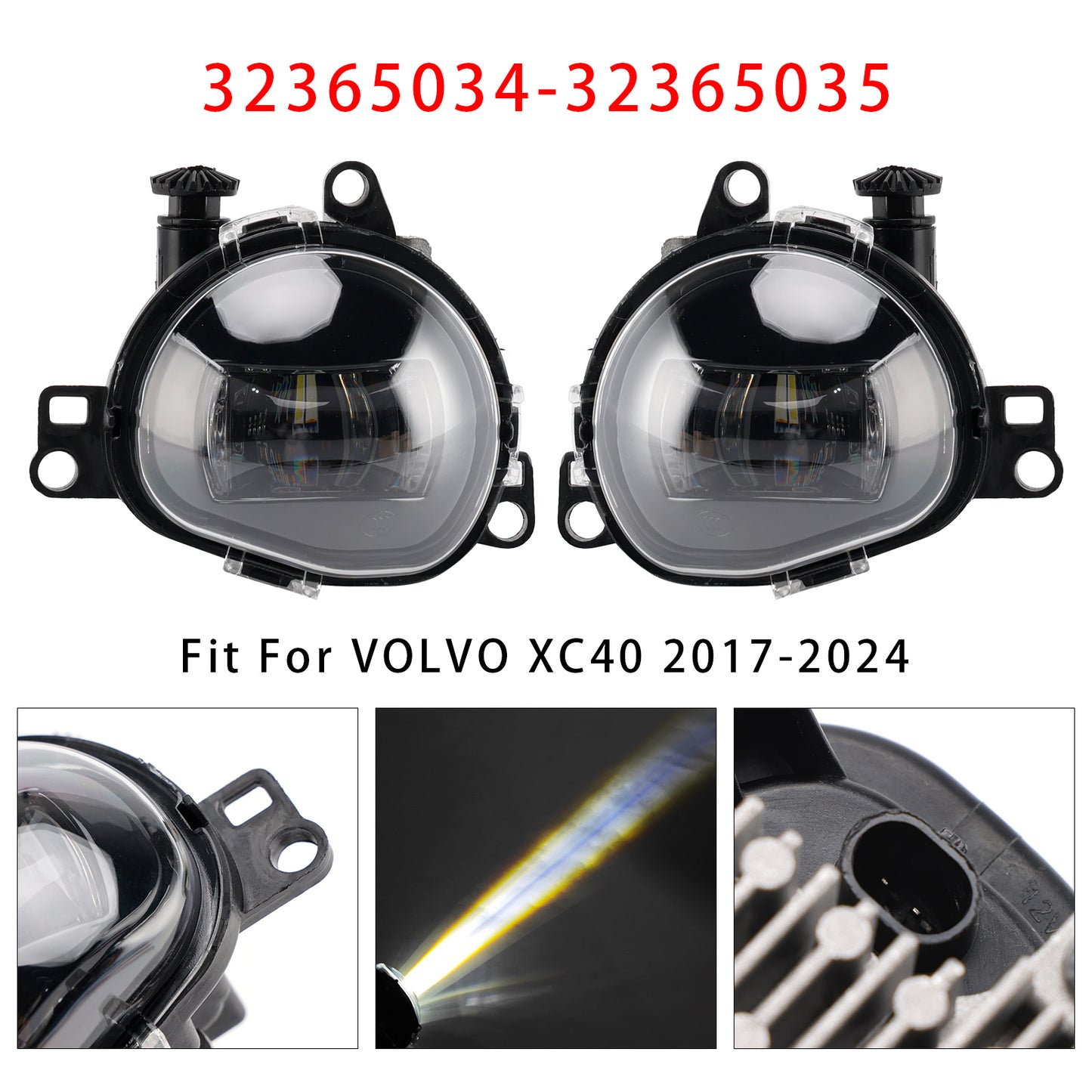 Pair Front Fog Light Lamp For Volvo C40 S90 V90 XC40 2017-2024 32365034