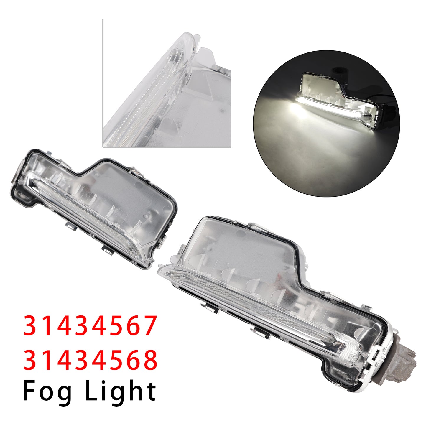 Pair Front Fog Light Lamp For Volvo S60 2014-2018 31434567 31434568
