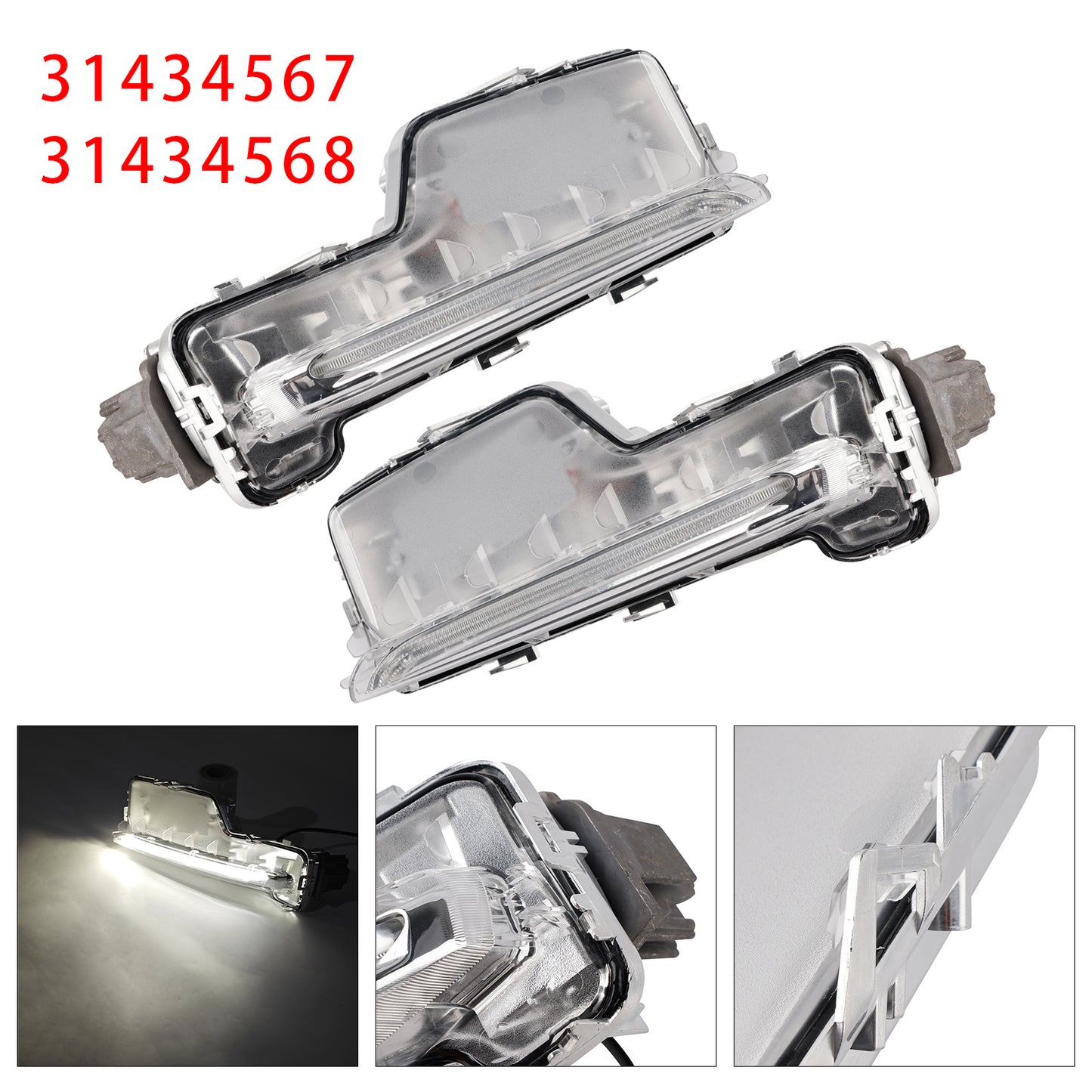Pair Front Fog Light Lamp For Volvo S60 2014-2018 31434567 31434568
